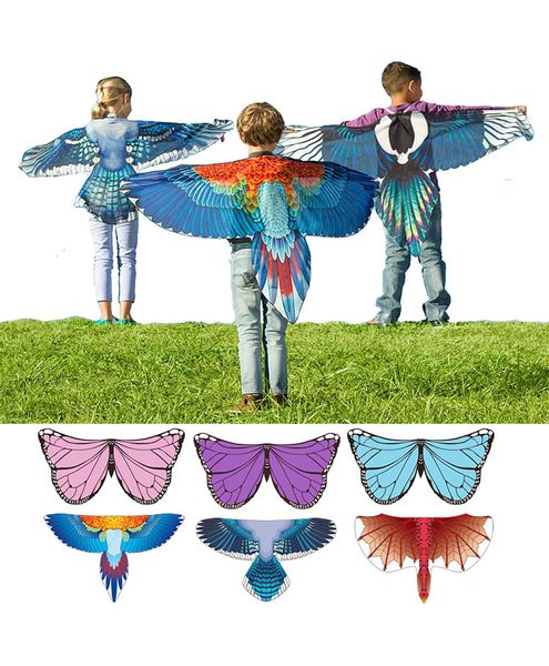 Drachenkostüme, Schmetterlingsflügel, Schals, Vogel-Cosplay, Ara-Elster-inspirierte Flügel, Kinderkostüm, Blau, Rot