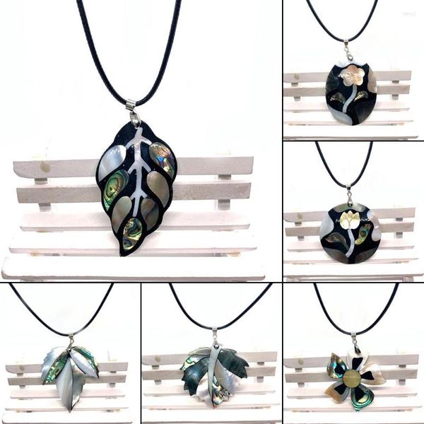 Anhänger Halsketten 7 Typen natürliche Abalonschalenmaterial Spleißpflanze Form Verschiedene Spezifikationen für das Bankettverschleiß