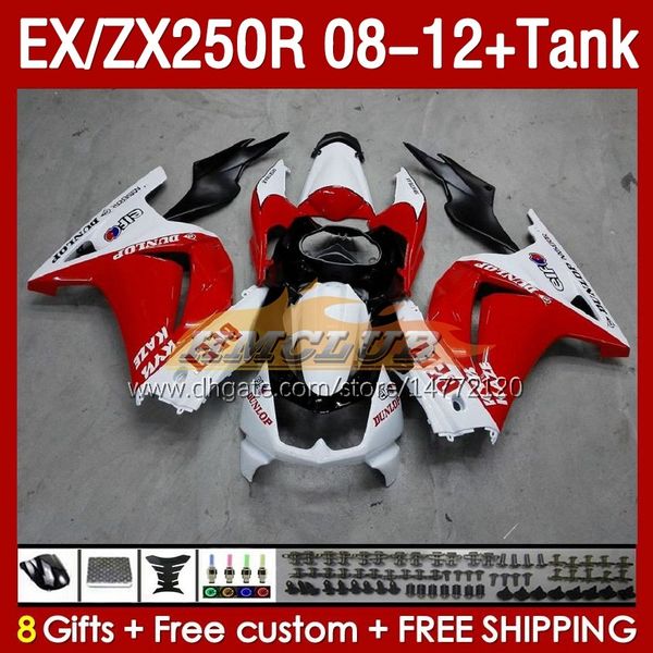 Tanque de at￪ncias OEM para Kawasaki Ninja ZX250R EX ZX 250R ZX250 EX250 R 08-12 163NO.38 EX250R 08 09 10 11 12 ZX-2000R 2008 2009 2010 2010 2012 Fairing Inje￧￣o Red Branco branco