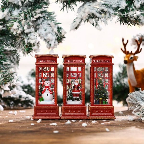 Decorações de Natal decoração idosos boneco de neve, cabine telefônica pequena lâmpada de óleo el ktv layout ornamentos luminosos