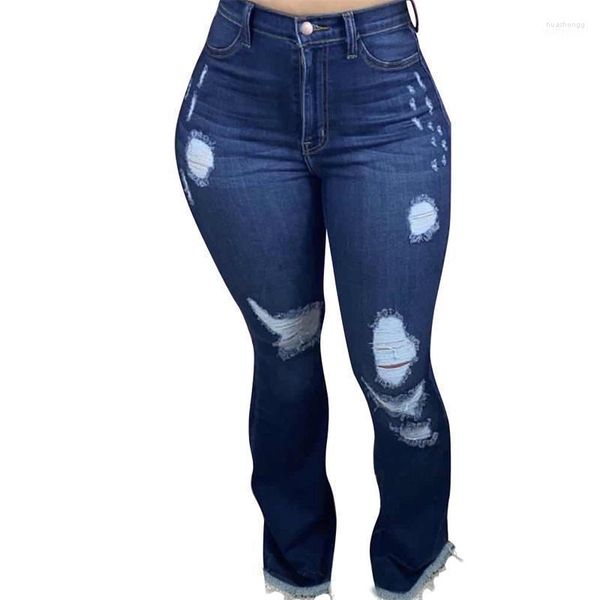 Jeans da donna Donna 2022 Moda donna Cinturino elastico High Lady Winter Plus Size Leggings skinny Denim Vintage Flare Pants Girs