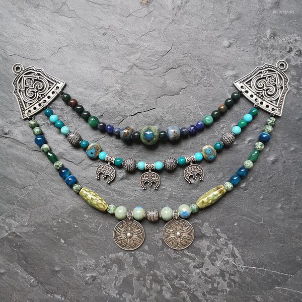 Colares pendentes 1pcs azul verde viking jewelry roupas lua kette kette étnico bohemiano presente exclusivo para você