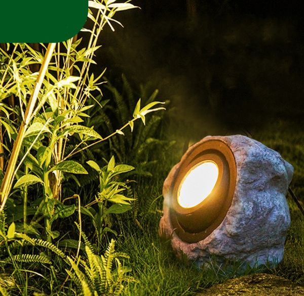 Luci da giardino solare paesaggio esterno riflettori in resina impermeabile imitazione lampada a led prato