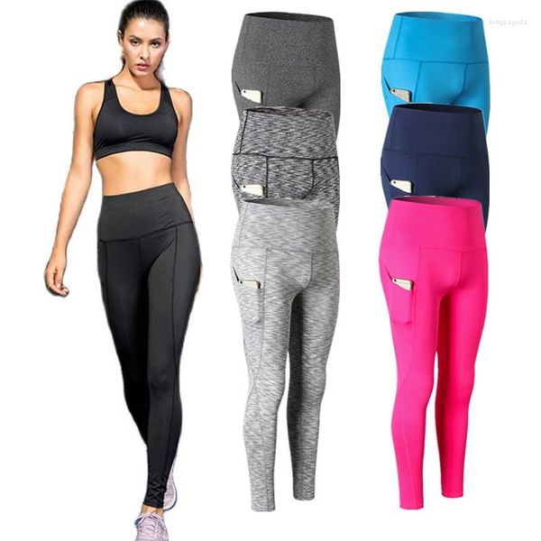 Pantaloni attivi Yoga sexy da donna con tasche Pilates Esercizio Fitness Corsa Allenamento Pantaloni sportivi attillati elastici ad asciugatura rapida