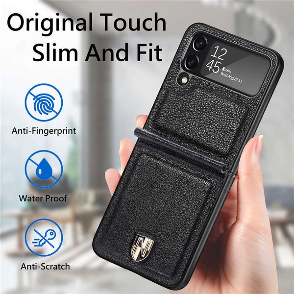 Handy-Fälle Luxus ultradünne echtes Leder-Schutzhülle für Samsung Galaxy Z Flip 4 3 5G Fall TPU stoßfest coque Fundas W221017