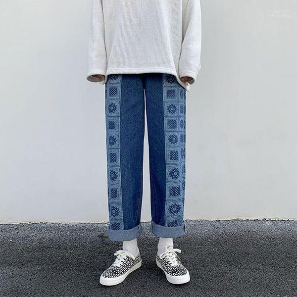 Jeans da uomo da uomo 2022 autunno e inverno tubo dritto Cina Hong Kong moda pantaloni a gamba larga