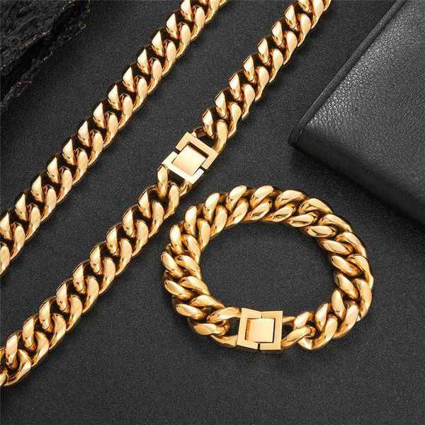 8/10/12mm Edelstahl Miami Kubanische Kette Halskette Charme Schmuck Link Gold Kette Neue Stil Geschenke men'Jewelry Halsband