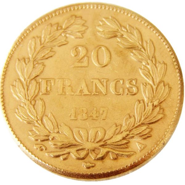 Francia 20 Francia 1847A Moneta decorativa placcata in oro Copia stampi in metallo prezzo di fabbrica di produzione