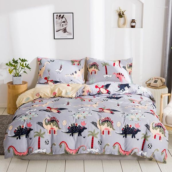 Bedding Sets Bed 2 pessoas Design moderno Linen Conjunto de linho único Tampa de algodão cobertor quarto casa têxtil colcha de colcha desenho animado