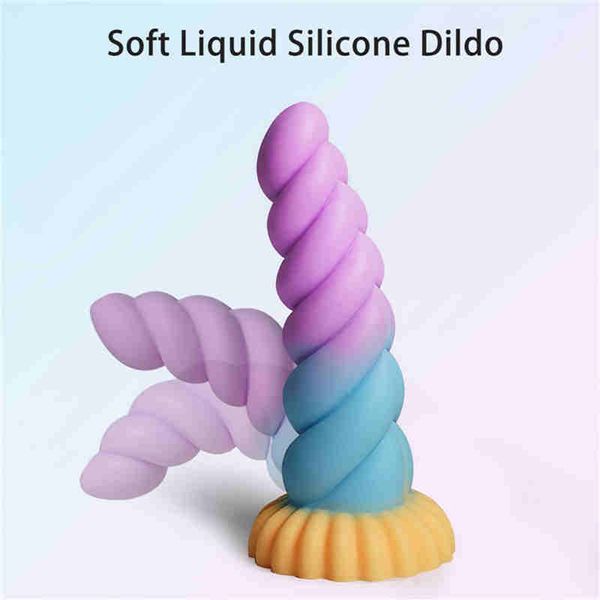 Dildo femminile Masturbatore in silicone morbido Silicone realistico del pene con ventosa Massaggiatore del punto G vaginale Grande giocattolo del sesso del plug anale