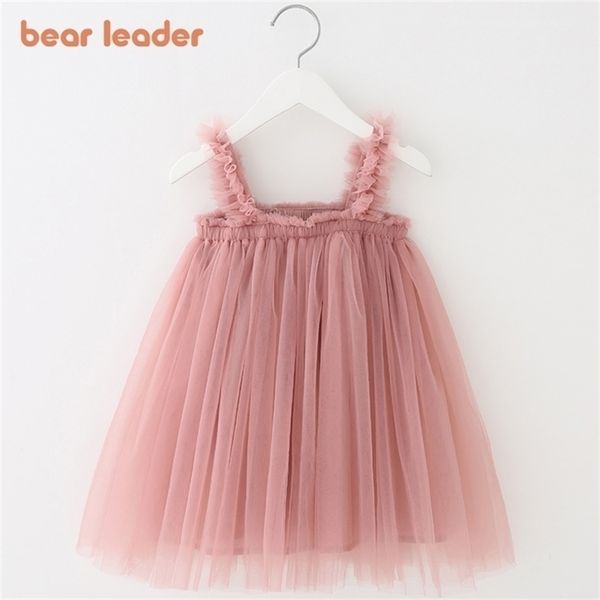 Bear Leader Girls Dress Summer Mesh Sling Clothes Solid Princess Toddler Tutu es Baby Girl 220422