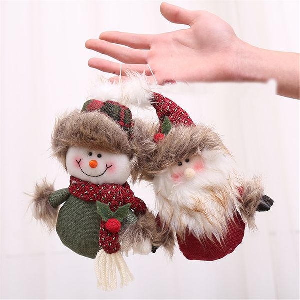 Ornamenti per l'albero di Natale Ciondolo bambola di peluche pupazzo di neve Babbo Natale per decorazioni appese XBJK2210