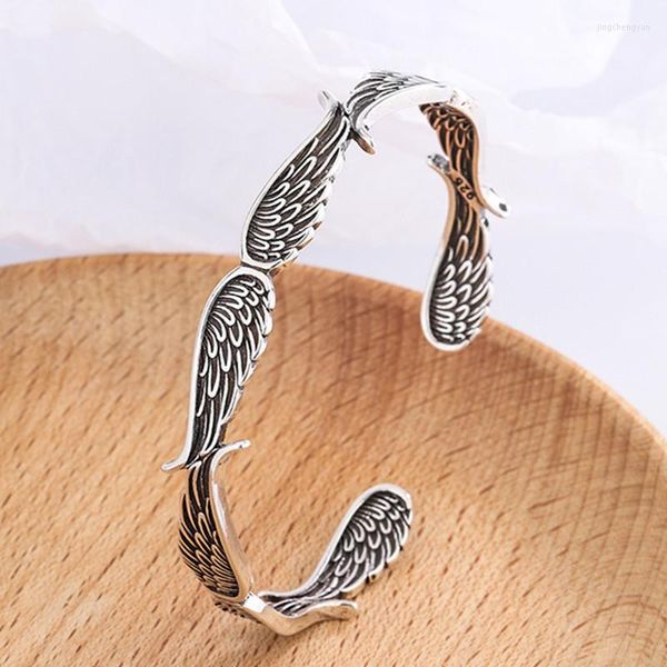 Armreif Fashion Design Angel Wing Armband Retro versilbert geöffneter Charme Frauen Dinner Tanzparty Schmuck Geburtstag Geschenk