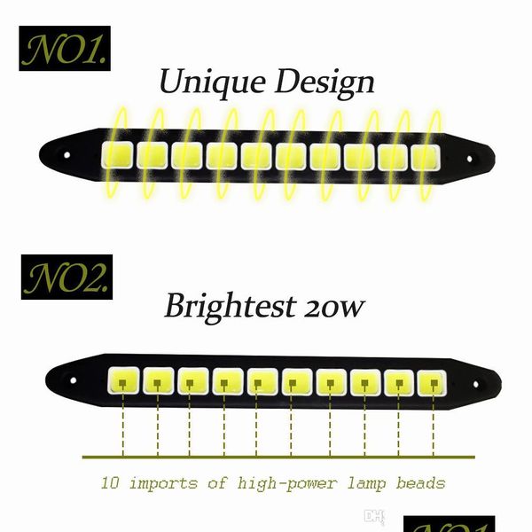 Tagfahrlichter, 2 Stück, LED-Tagfahrlicht, quadratisch, biegsam, Auto-Styling, wasserdicht, Cob-Tagfahrlicht, flexibel, Drl Bbs Dr Dhs03