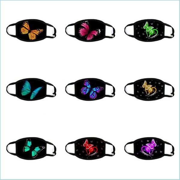 Máscaras de diseño Mariposa Mascherine Polvo plegable personalizado Máscaras faciales negras A prueba de polvo Lavable Respirador Respirable Moda Reutilizable A Dha6Z