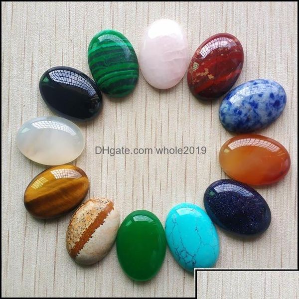 Taş Taş Doğal Karışık Oval Düz Base Kabin Cabochon Sistem Kolye Küpe için Gevşek Boncuklar Mücevher Yapımı Toptan Dhseller2010 Dhjuq