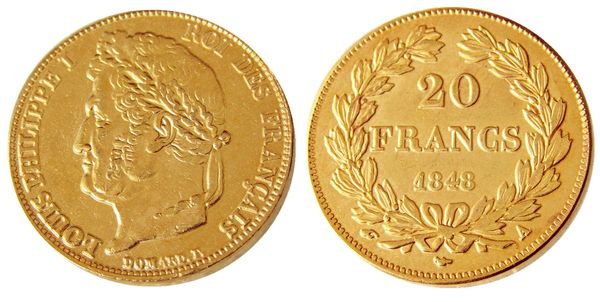 Francia 20 Francia 1848A Copia decorativa per monete placcate in oro, produzione di stampi in metallo, prezzo di fabbrica