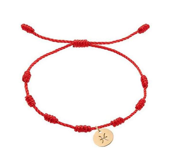12 Bracelete do zod￭aco Strings tran￧ados de 7 n￳ Bracelete de charme para homens J￳ias de presente de anivers￡rio sortudas