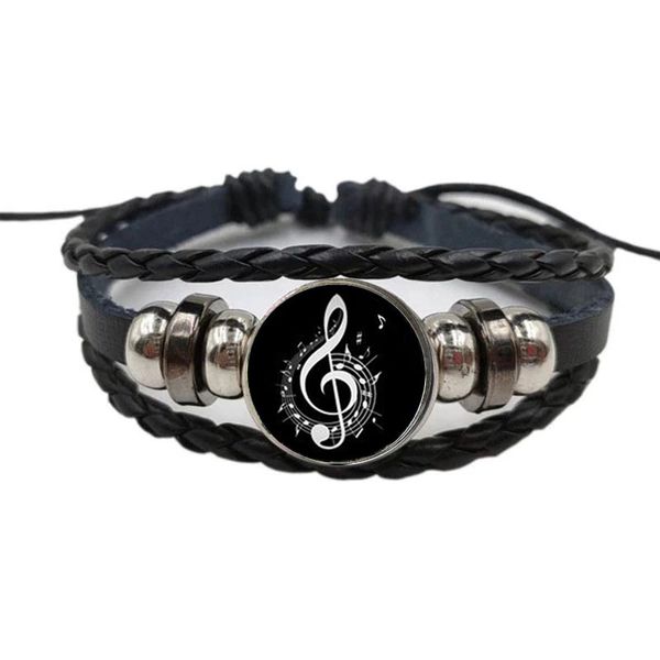 Vintage Note musical Bracelete de couro Pingente Fancy Music Heart Musician Ornamentos Retro Christmas Snowflake Gift Feminino