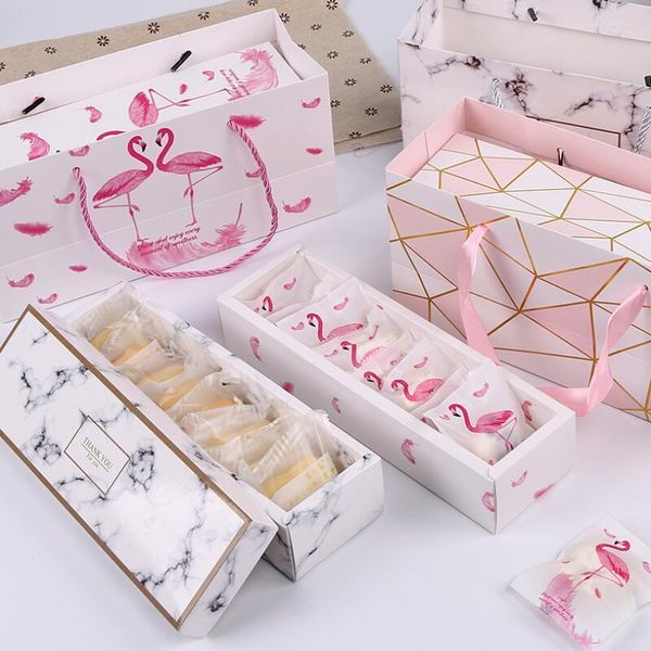 Подарочная упаковка Свадебная предпочтение Flamingo/Marble/Peather Patchere Paper Packaging Box Nougat Cookies Chocolate LX8371