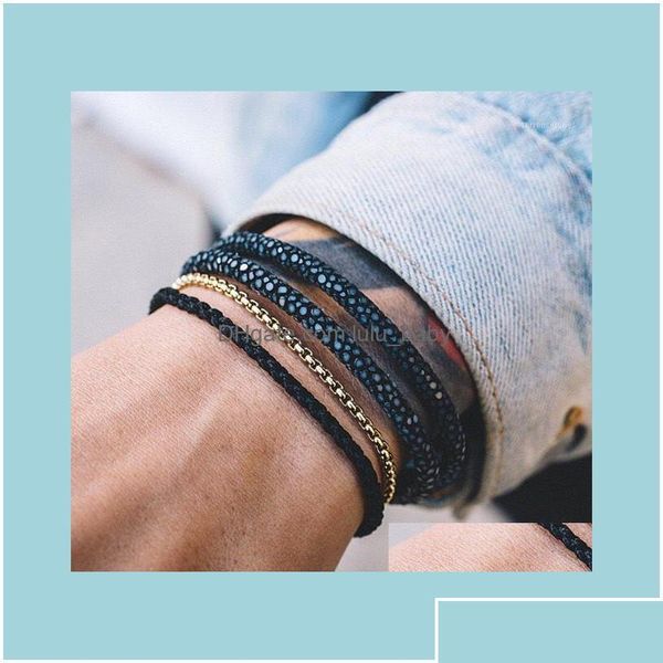 Bangle Bangle Jewelrybangle Design esclusivo Cinturino in vera pelle Bracciali in acciaio inossidabile per le donne Bracciale di lusso Thailandia Stingray M Dhiyj