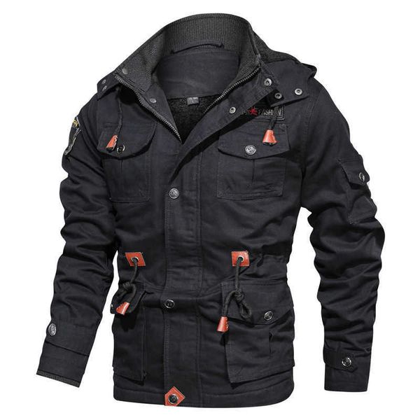 Jaquetas masculinas espessos masculinas de inverno parka winter lã de lã de vários bolsos casuais jaqueta tática do exército mais tamanho 5xl jaquetas masculina g221013