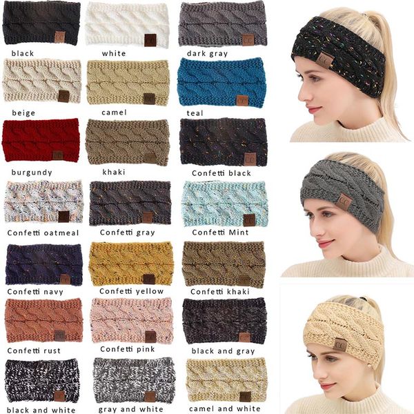 21 Colors INS CC Hairband Colorful Knitted Crochet Twist Headband Winter Ear Warmer Elastic Hair Band Wide Hair Accessories