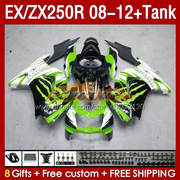 Tank OEM CARINGS для Kawasaki Ninja ZX-250 ZX250 EX250 R ZX250R 08 09 10 2011 2011 163NO.219 EX ZX 250R EX250R ZX-250R 2008 2009 2010 11 12 12 12.