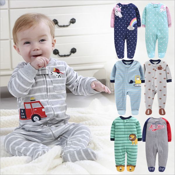 Strampler mit Fuß, warm, für Babys, Frühling, Herbst, Micro-Polar-Fleece, Pyjamas, Overalls, Nachtwäsche für Kleinkinder, Jungen und Mädchen, 0/3–12 Monate, 221018