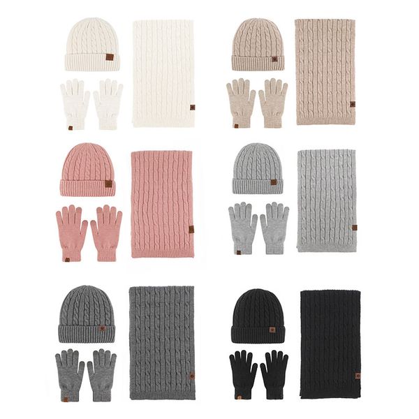 Favoras de festas de inverno Knit Beanie Hat Luvas de tela sensível