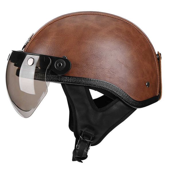 Radsporthelme Motorrad Helm Retro Vintage Reitqualität Punkt Radsport Halbhelm Sty Road Outdoor Sports Moto Scooter Cruiser Chopper L221014