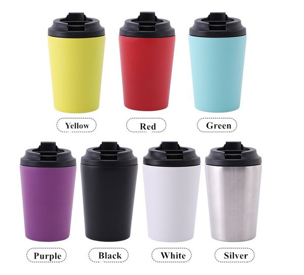 12 oz şarap tumbleri taşınabilir mini kahve kupaları paslanmaz çelik çift duvar yalıtımlı vakum otomobil fincanı DIY özelleştirilmiş logo traval su şişeleri için kapak samanı ile