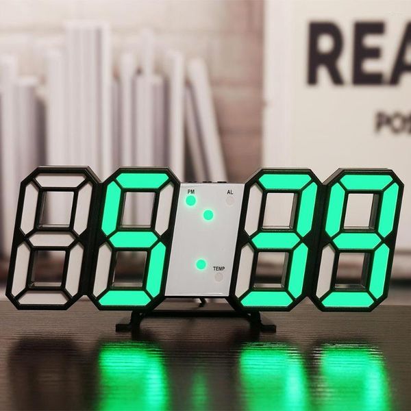 Relógios de parede LED LED de alta qualidade Japanese Electronic Style Clock retângulo 3D Espelho de plástico digital Decoração de casa moderna de design