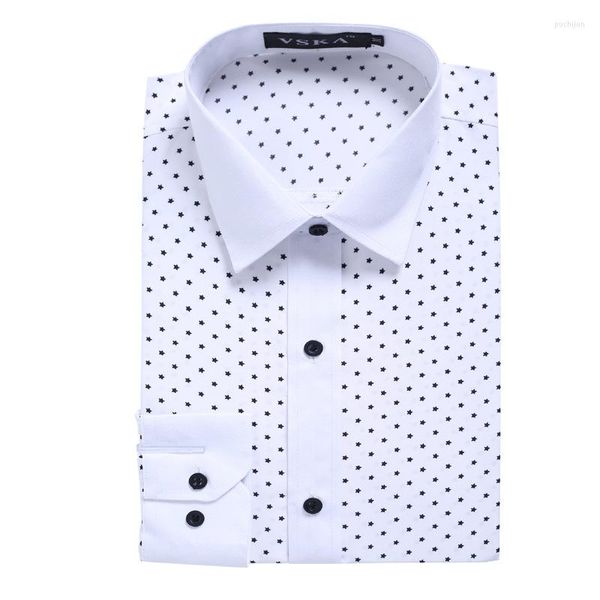 Camicie casual maschile maschile da uomo camicia da uomo bianca blu scuro a maniche lunghe floreali vestiti di marca maschile camisa mascolina