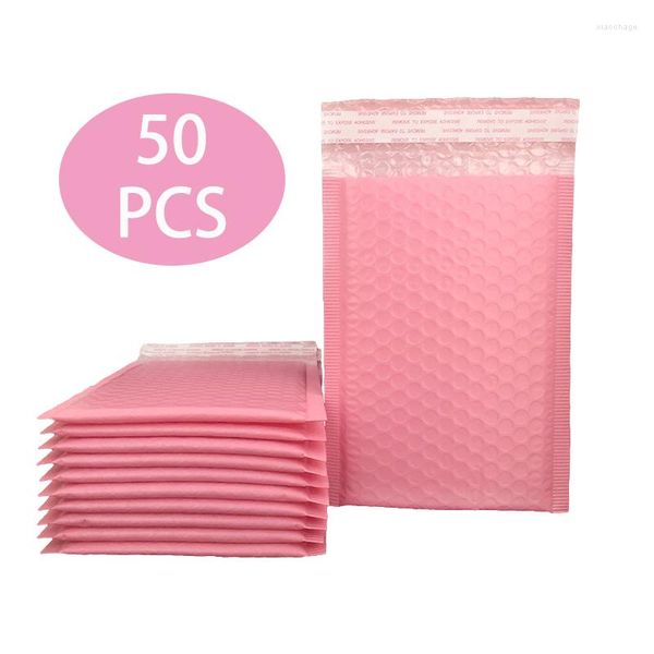 Enrolamento de presentes 50pcs rosa saco de espuma envelopes auto -focas mala direta bolsas acolchoadas de embalagem de embalagens de embalagens de embalagem