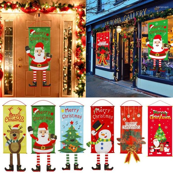 Decoração de festa 1pcs banner de natal porta pingentes externos ornamentos pendurados decoração para casa natal Noel ano 2023