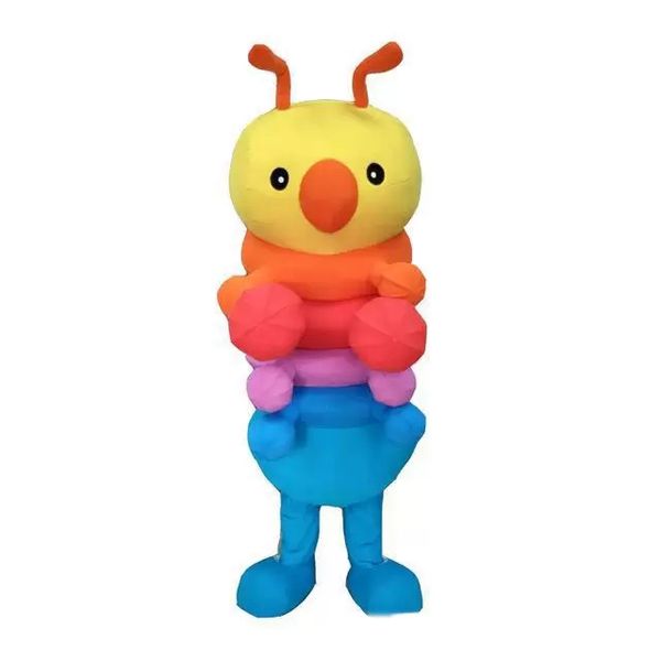 Venda de fábrica quente personalizado colorido inseto mascote figurino de tamanho adulto com mini fãs dentro da cabeça para publicidade comercial