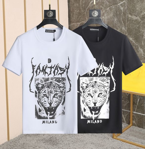 DSQ Phantom Kaplumbağa Erkek Tasarımcı T Shirt İtalyan Milan Moda Tiger Baskı Tişört Yaz Siyah Beyaz T-Shirt Erkek Hip Hop Streetw219H