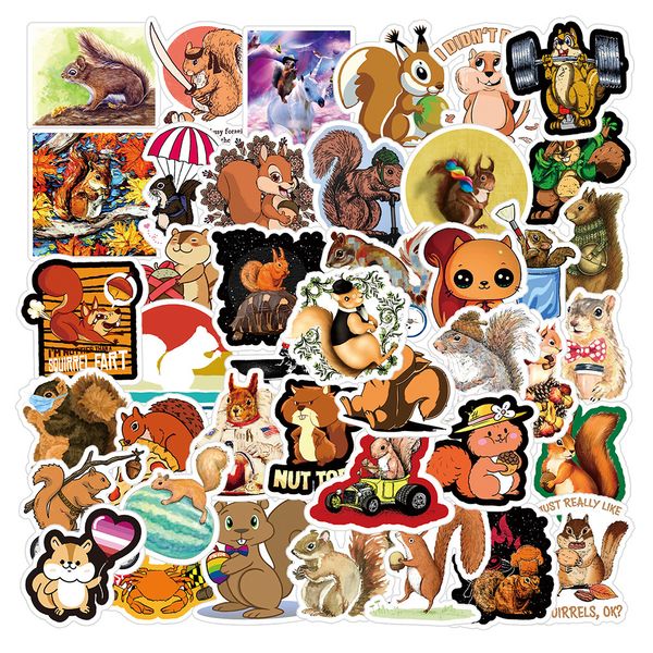 50pcs Cute animal esquilo desenho animado adesivos de graffiti laptop scrapbook de guitarra telef￴nica