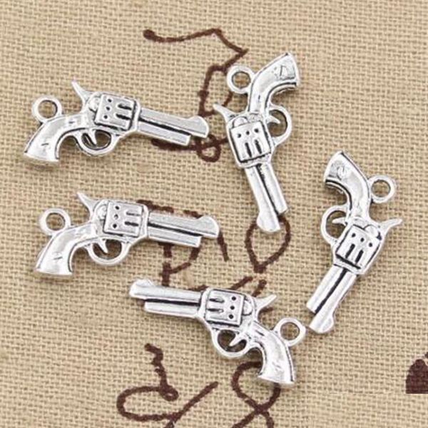 Charms 100pcs pistolas pistolas 22x12mm para fazer pingentes antigos vintage tibetan sier color braft jewelry entrega de j￳ias 2022 dhzke