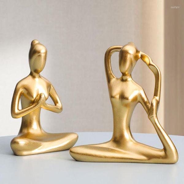 Figurine decorative Nordic Abstract Yoga Girl Ornamenti Soggiorno Mobile TV Libreria Decorazione Modello in miniatura Home Office Decor Artigianato