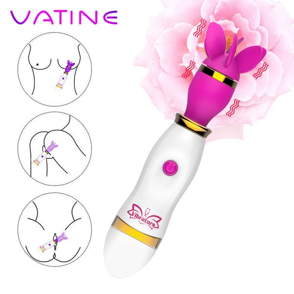 Güzellik Ürünleri Vatine 12 Hızlı Göğüs Masajı Kadın Mastürbasyon AV Çubuk Dil Yalan Vibratör Rotasyon Oral Klitoris Uyarısı