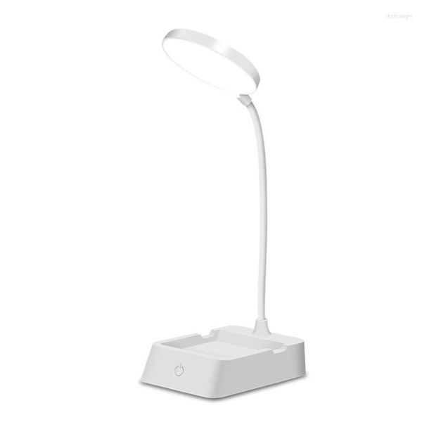 Lâmpadas de mesa Lâmpada de mesa LED para escritório em casa com suporte para telefone flexível ajustável 3 temperaturas de cores de cabeceira diminuída