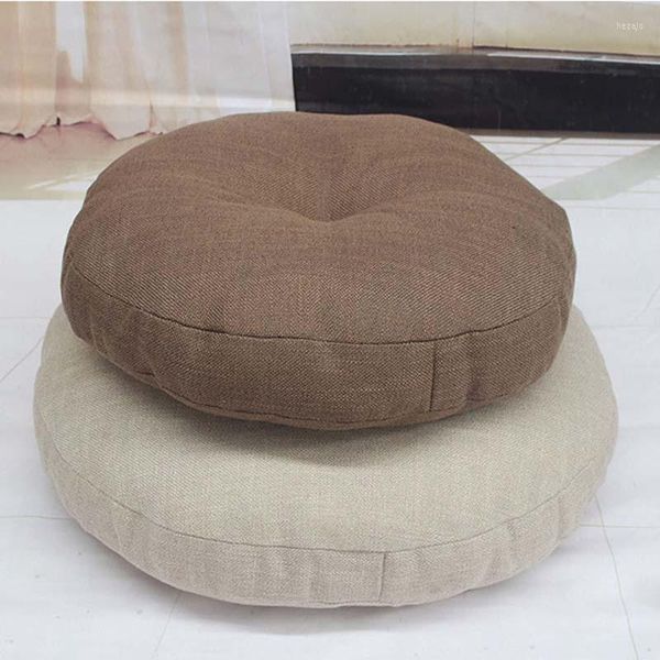 Cuscino sfoderabile Cotone Lino Ispessito Rotondo Futon Giapponese Balcone Finestra Tatami Materasso Pouf da terra