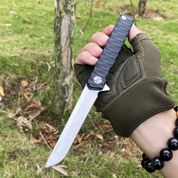 Nuovo R1026 Coltello pieghevole Flipper S35vn Lama a punto di caduta satinato Maniglia G10 nera Cuscinetto a sfere Coltelli a cartella aperta veloce Strumenti di campeggio all'aperto