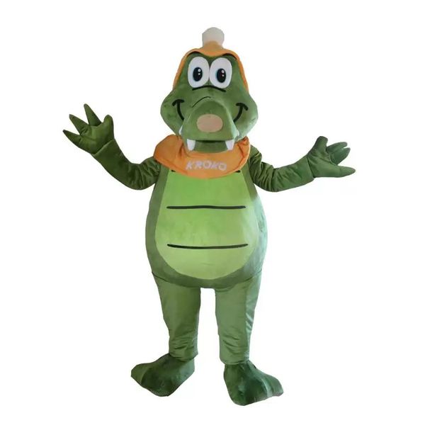 Traje de mascote de crocodilo verde adulto Festival de carnaval Festival Comercial Advertising Party Dress With Fan In Head