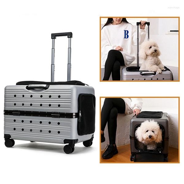 Hond Auto Stoelhoezen Luxe Trolley Carrying Pet Carrier Cart Rolling Wheel Case Opvouwbare Reistas Multifunctionele Katten Koffer Wandelwagen