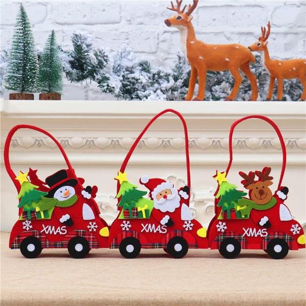 Decorações de Natal Bolsa de presente de doces Creative Props Bacs de carro Árvore Papingente Pingente Pingente de Snow boneca Elk Decoração de interiores para criança