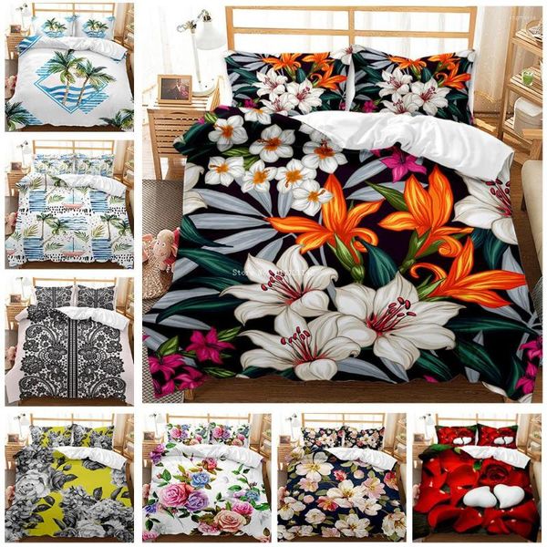 Yatak takımları bahçe tarzı bitkiler ve çiçekler set çocuklar karikatür yatak odası dekorasyonu aşağı yorgan kapağı yastık kılıfı