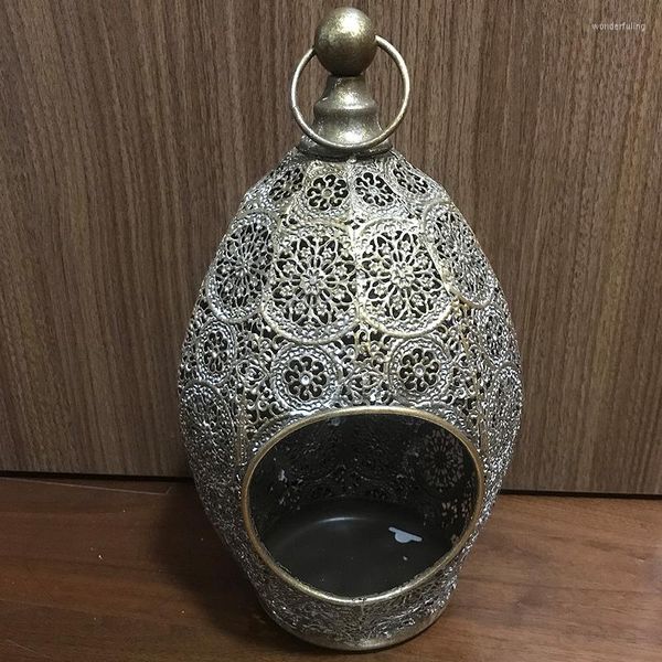 Portacandele oro decorativo scava fuori lanterna antica vintage per supporto